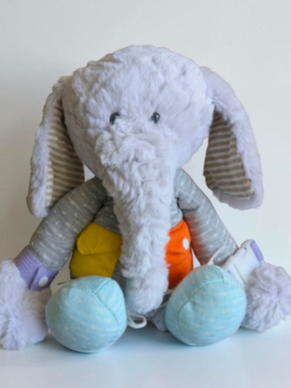 DEMDACO Buckle and Snap Buddies Elephant Plush Sensory Activity Toy